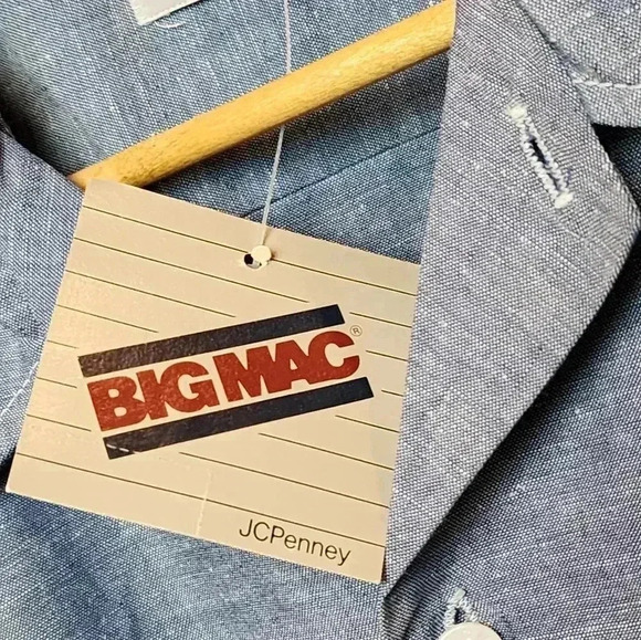 Vintage 70s Big Mac short-sleeved button-down chambray blue shirt. Size XL NWT - Picture 5 of 6